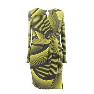 Star Julien Macdonald $64 Sz 18 Black Neon Yellow Poly Blend Dress
